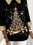 Women Knitted Christmas Three Quarter Sleeve Comfy Vintage Sweater