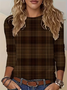 Casual Plaid Crew Neck Long Sleeve T-shirt