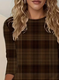 Casual Plaid Crew Neck Long Sleeve T-shirt