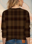 Casual Plaid Crew Neck Long Sleeve T-shirt