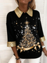 Women Knitted Christmas Three Quarter Sleeve Comfy Vintage Sweater