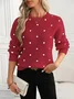 Women Polka Dots Long Sleeve Comfy Casual Printing Sweater