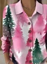 Women Christmas Long Sleeve Comfy Vintage Printing Cardigan