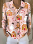 Women Christmas Snowman Long Sleeve Comfy Vintage Printing Cardigan
