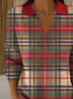 Women Plaid Long Sleeve Comfy Casual Printing Sweater