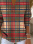 Women Plaid Long Sleeve Comfy Casual Printing Sweater