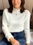 Casual Plain Mock Neck Long Sleeve T-shirt