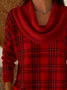Women Plaid Long Sleeve Comfy Casual Printing Sweater