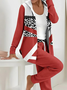 Women Abstract Printing Two-Piece Set Daily Long Sleeve Casual Spring/Fall Coat With Pants Matching Set