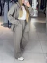 Women Plain Split Joint Two-Piece Set Daily Long Sleeve Casual Spring/Fall Top With Pants Matching Set