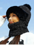Winter Style All-in-one Hat And Scarf Fleece-lined Thickened Windproof Cold-proof Warm Multi-functional Balaclava For Cycling