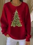 Casual Crew Neck Christmas Sweatshirt Printing