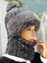 Winter Style All-in-one Hat And Scarf Fleece-lined Thickened Windproof Cold-proof Warm Multi-functional Balaclava For Cycling