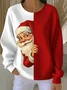 Casual Crew Neck Santa Claus Sweatshirt