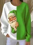 Casual Crew Neck Santa Claus Sweatshirt