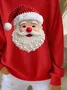 Casual Crew Neck Santa Claus Sweatshirt Printing
