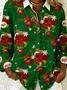 Shawl Collar Long Sleeve Christmas Regular Loose Shirt For Women