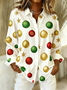 Shawl Collar Long Sleeve Christmas Regular Loose Shirt For Women