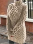 Women Plain Long Sleeve Comfy Street Jacquard Sweater