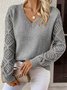 Women Wool Plain Long Sleeve Comfy Casual Jacquard Sweater