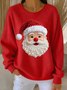 Casual Crew Neck Santa Claus Sweatshirt Printing