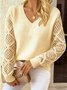 Women Wool Plain Long Sleeve Comfy Casual Jacquard Sweater