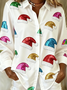 Shawl Collar Long Sleeve Christmas Regular Loose Shirt For Women