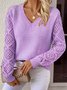 Women Wool Plain Long Sleeve Comfy Casual Jacquard Sweater
