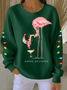 Casual Crew Neck Flamingo Sweatshirt Printing