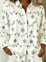 Shawl Collar Long Sleeve Christmas Regular Loose Shirt For Women