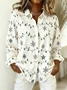 Shawl Collar Long Sleeve Christmas Regular Loose Shirt For Women