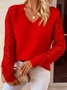Women Wool Plain Long Sleeve Comfy Casual Jacquard Sweater