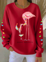 Casual Crew Neck Flamingo Sweatshirt Printing