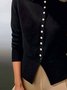 Women Plain Long Sleeve Comfy Urban Buttoned Sweater