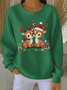 Casual Crew Neck Christmas Sweatshirt Printing