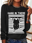 Casual Cat Crew Neck Long Sleeve T-shirt