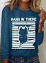 Casual Cat Crew Neck Long Sleeve T-shirt