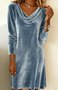 Women Plain Spring/Fall Split Joint Dress Hoodie Long Sleeve Fit & Flare Dress A-Line Dress