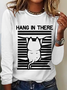 Casual Cat Crew Neck Long Sleeve T-shirt