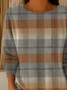 Women Plaid Long Sleeve Comfy Casual Printing Sweater