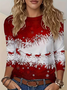 Casual Christmas Crew Neck Long Sleeve T-shirt