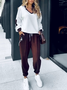 Women Color Block Two-Piece Set Daily Long Sleeve Casual Spring/Fall Top With Pants Matching Set