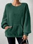 Casual Crew Neck Plain Sweatshirt