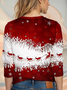 Casual Christmas Crew Neck Long Sleeve T-shirt