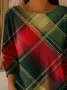 Women Plaid Long Sleeve Comfy Casual Printing Sweater