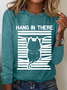 Casual Cat Crew Neck Long Sleeve T-shirt