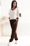 Women Color Block Two-Piece Set Daily Long Sleeve Casual Spring/Fall Top With Pants Matching Set