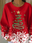 Casual Crew Neck Christmas Sweatshirt Printing
