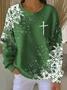 Casual Crew Neck Christmas Sweatshirt Printing