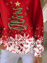 Casual Crew Neck Christmas Sweatshirt Printing